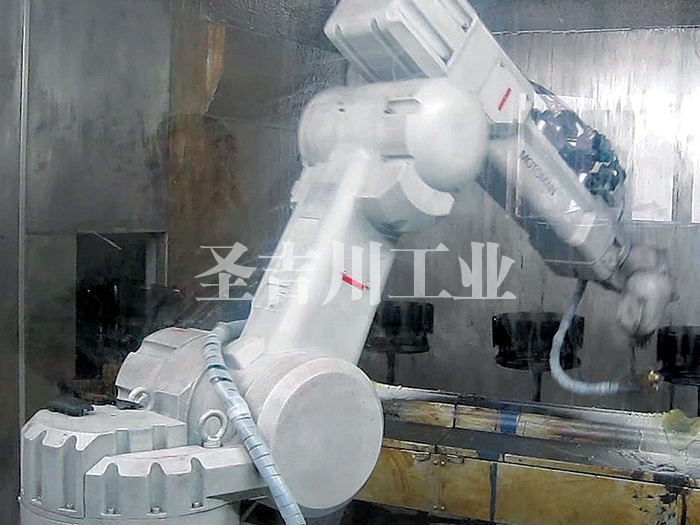 電子、家電類部件自動旋轉(zhuǎn)機(jī)器人噴漆線